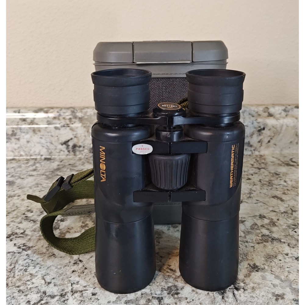 Minolta Weathermatic Binoculars 10x42 Wide Black Multi-Coated Japan 1621499